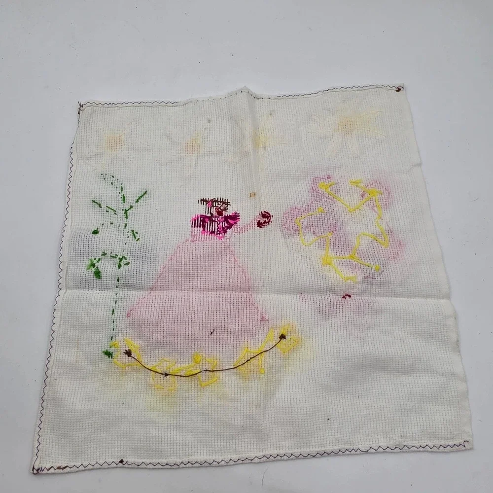 Vintage Handmade Crochet Southern Belle Flower Sampler Wall Hanging 12x12 N4